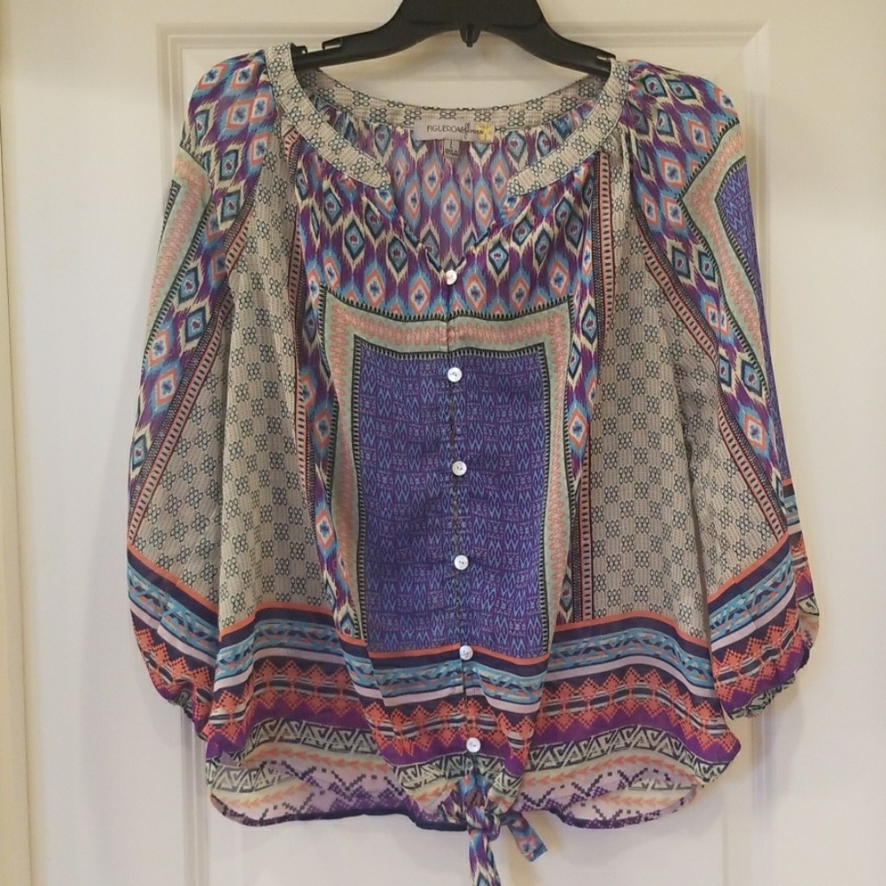 Multicolor sheer blouse size L
